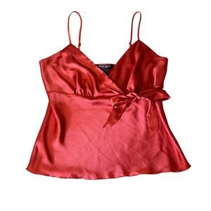 y2k bisou bisou coral v-neck tank top women's size 10/medium